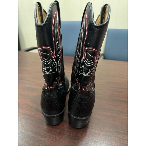 Durango Youth Black Lizard Print Cowboy Boots Size 3.5 - Picture 3 of 11